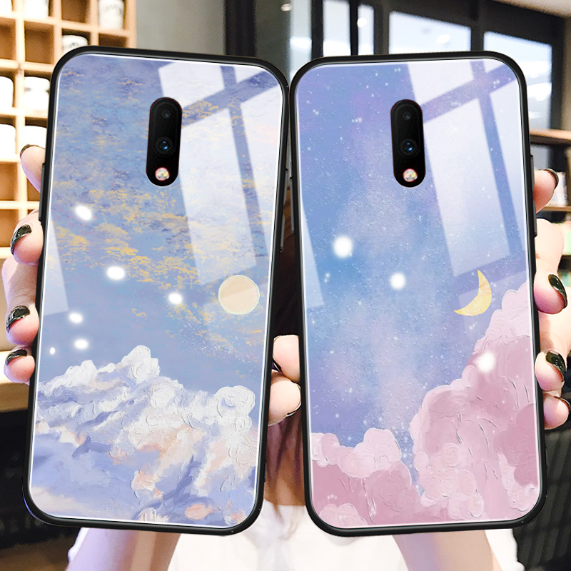 油画星空一加7手机壳玻璃1+7pro网红ins冷淡风oneplus适用创意7tpro潮牌硅胶5t女生新款6t七六五por保护套pr0-图2