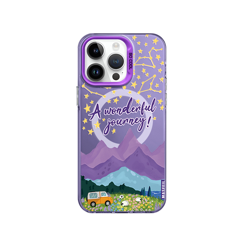 MASFEIL × 星空山峰适用iPhone17Promax手机壳磁吸带支架15pm苹果16pro保护套12创意全包防摔14文艺ip13新款 - 图0