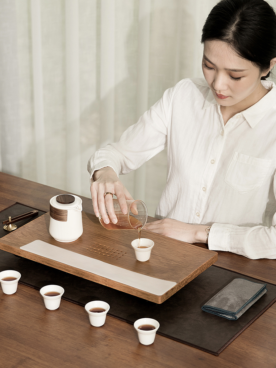 一条实木茶盘小型家用茶台日式简约功夫茶具套装抽屉干泡储水茶海 - 图2