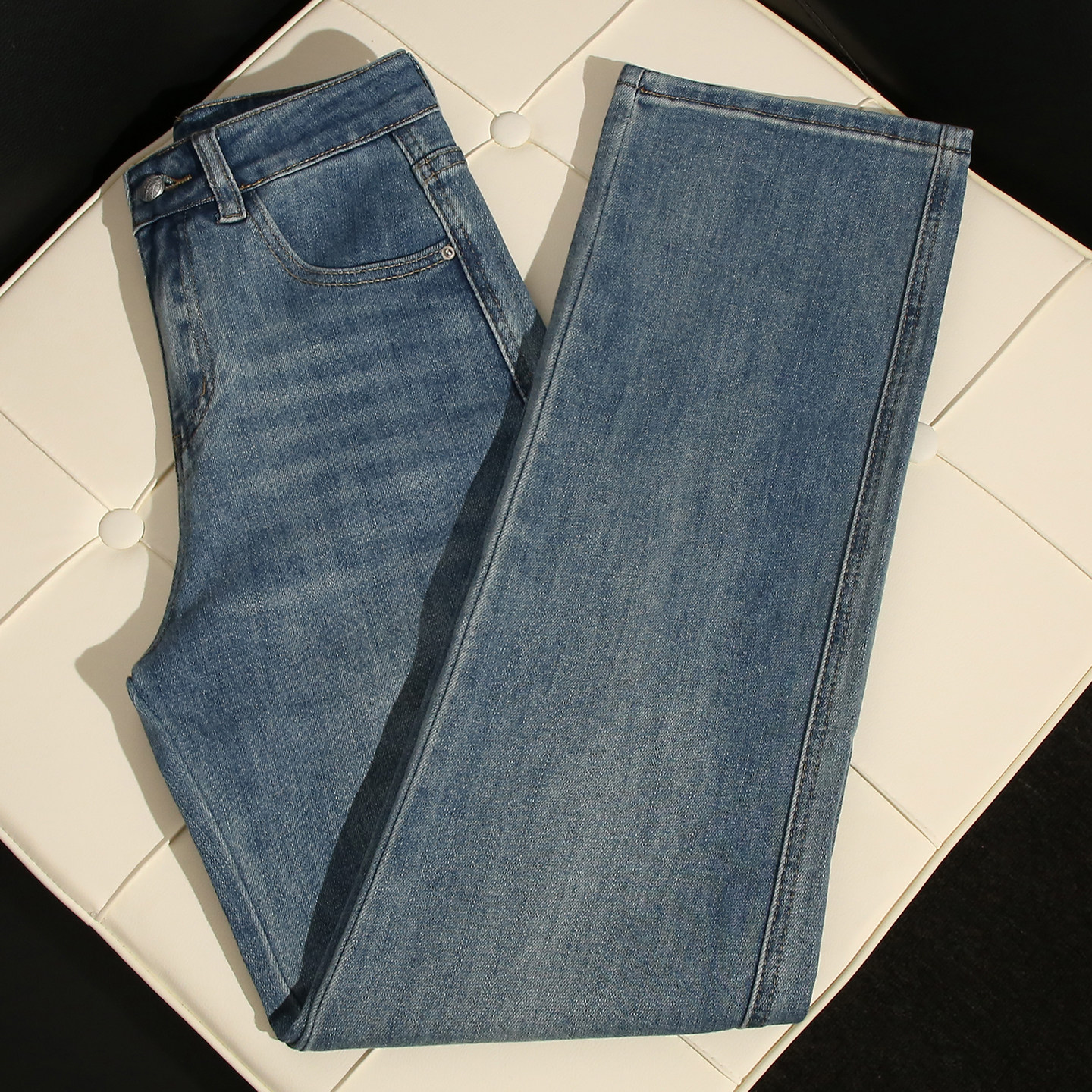 窄版阔腿牛仔裤女秋季2025新款高腰显瘦垂感小个子宽松直筒拖地裤,淘宝优惠券,粉丝福利购,淘宝优惠卷