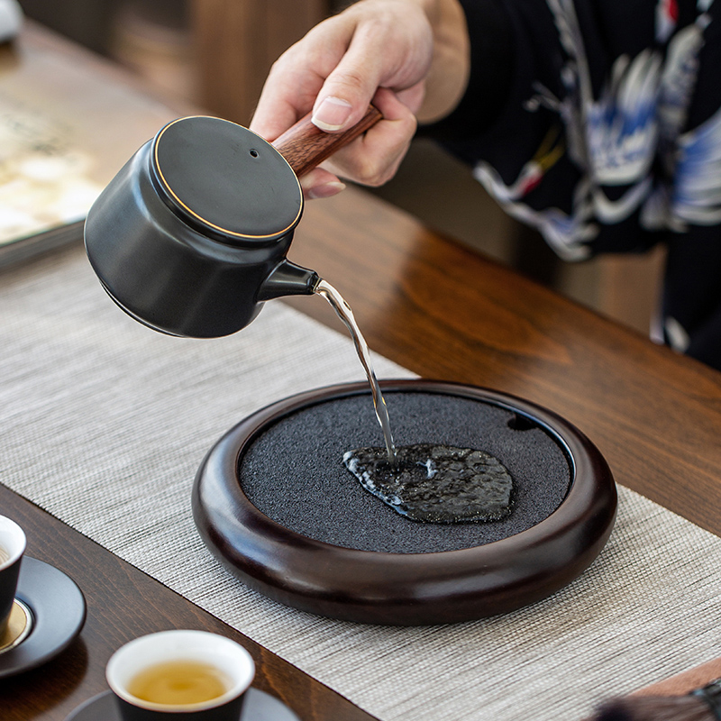 晟窑氧化铝矿石养壶托底座圆形紫砂茶壶垫干泡小盘茶道茶具零配件-图1