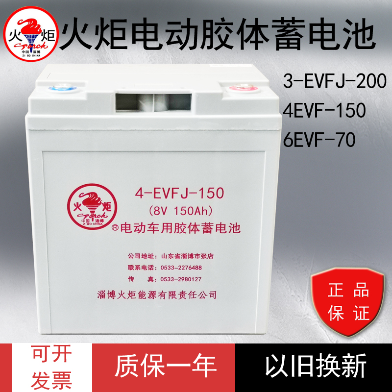 火炬电动叉车电瓶12V免维护6gfm85ah/3evf200a四轮车胶体铅蓄电池