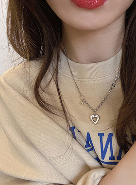 项链女小众夏季百搭酷酷体恤T恤链子短袖配饰女夏天钛钢不掉色潮