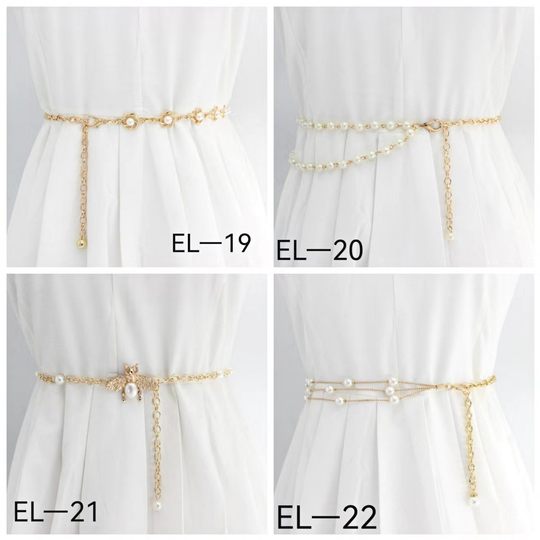 Cinturón, cadena de mujeres, cadena de cintura, decoración de perlas finas, vestido versátil, estilo coreano, falda de cinturón de metal de moda