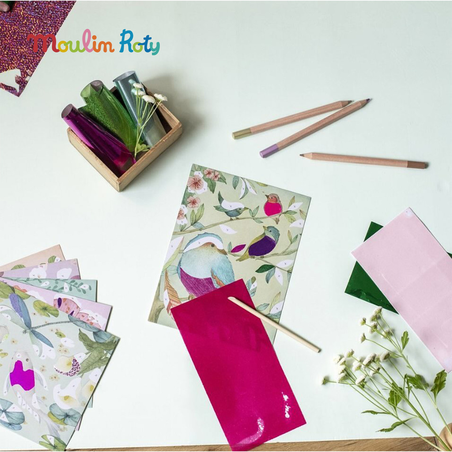 法国moulinroty茉兰若缇花朵女孩艺术刮刮卡刮画儿童专注力玩具3+,淘宝优惠券,粉丝福利购,淘宝优惠卷