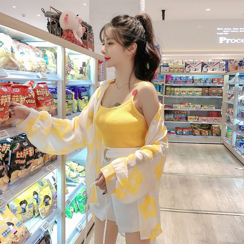 网红防晒三件套装春2020新款衬衫 姊衫时尚套装