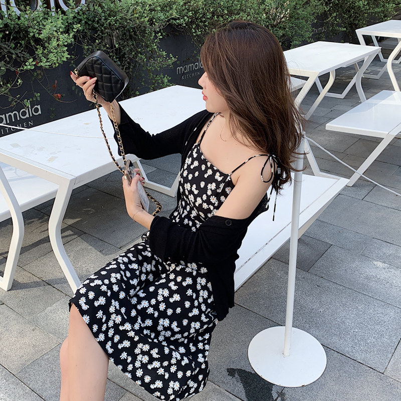 法式小雏菊连衣裙两件套洋气2020 姊衫时尚套装