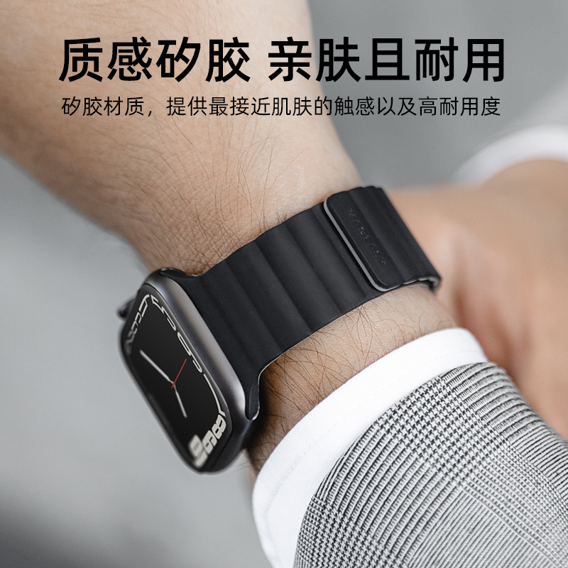 switcheasy适用2023款苹果apple watch9代ultra2手表带iwatch8磁吸s7腕带40/41/42/44/45/49mm矽胶链表带网红 - 图2