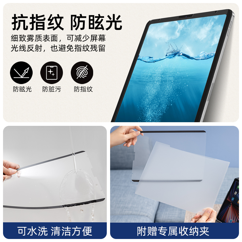 switcheasy适用苹果ipadpro12.9英寸可拆卸磁吸式类纸膜日本原料肯特纸保护膜11吸附贴膜air4高清10.9寸air5