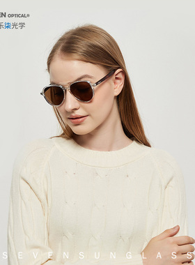 LeSeven乐柒太阳镜防紫外线时尚复古飞行员情侣蛤蟆墨镜男女Sky