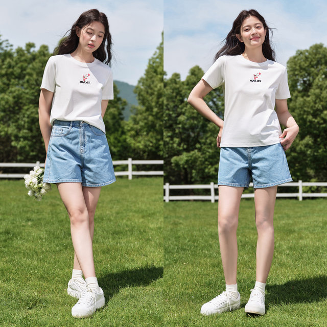 Semir jeans women's loose shorts simple straight pants