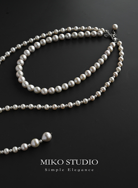 日常通勤原创设计款近正圆微瑕淡水珍珠项链女长款打结毛衣链饰品