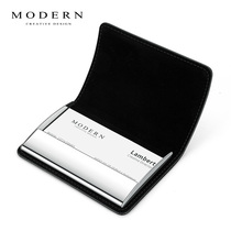 MODERN genuine leather name sheet clip male and female type business upscale portable delicate name sheet box business card bag company corporate gift custom free lettering