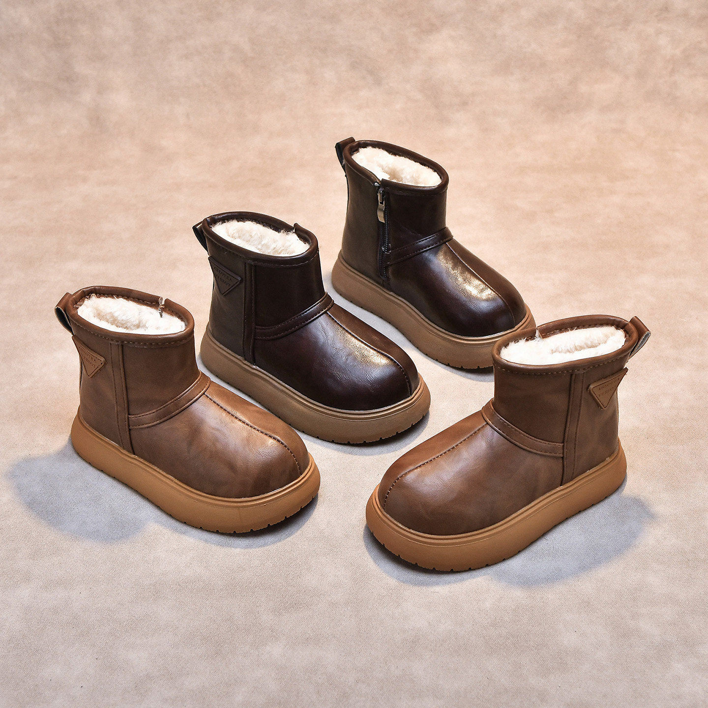 儿童雪地靴加绒加厚棉鞋2025冬季新款男童女童皮面防水保暖鞋短靴,淘宝优惠券,粉丝福利购,淘宝优惠卷