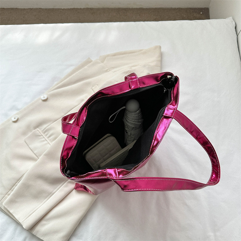 镭射包包糖果色大包女手提袋大学生上课外出通勤托特包时尚购物袋 - 图2