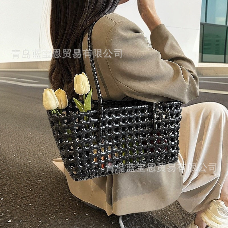 手提包镂空编织菜篮子包PVC通勤托特包手拎包沙滩度假草编包,淘宝优惠券,粉丝福利购,淘宝优惠卷