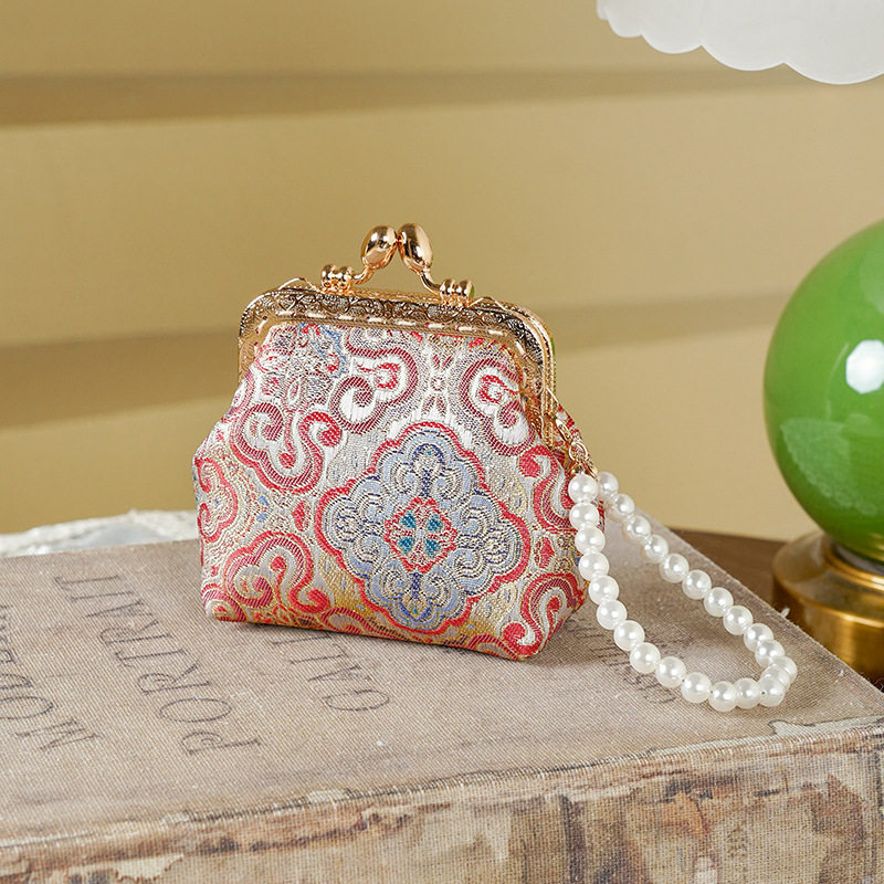 锦洛提花织锦珍珠手提小零钱包  国风旗袍汉服古风链条单肩包现货,淘宝优惠券,粉丝福利购,淘宝优惠卷