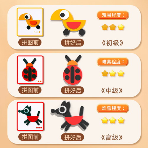 萌眼积木百变七巧板蒙氏DIY智力拼图2-3-4-5-6岁儿童早教益智玩具 - 图1