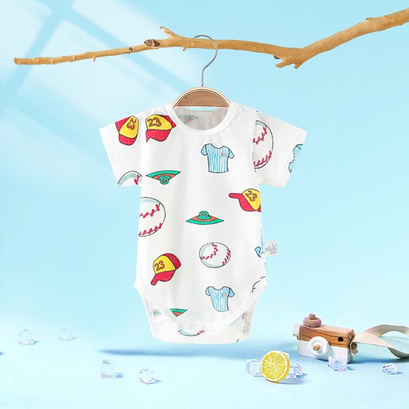 婴儿衣服宝宝连体衣夏季薄款男女短袖哈衣新生儿睡衣爬服0-18个月