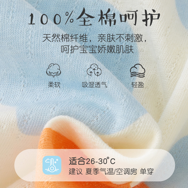 木木屋男女宝宝背心马甲网眼透气夏季薄款婴幼儿A类纯棉开裆短裤
