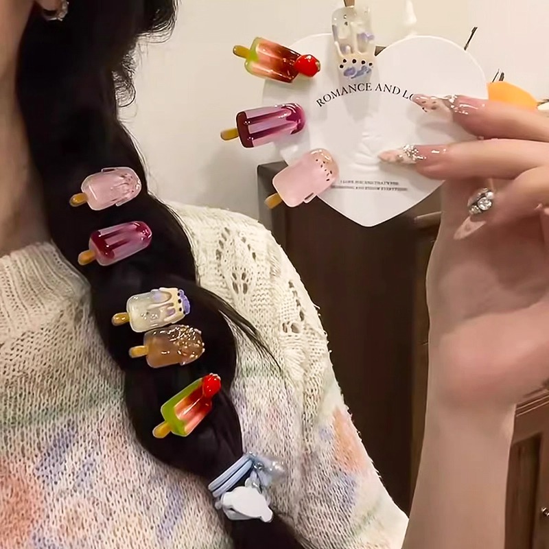 儿童卡通雪糕小发夹2025新款小女孩侧边刘海夹女童前额碎发夹头饰 - 图3