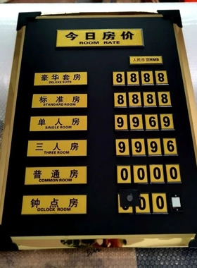 宾馆房价牌,挂墙今日酒店数字