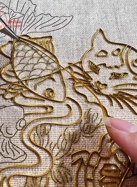 景韵阁掐丝珐琅猫咪材料包送画框