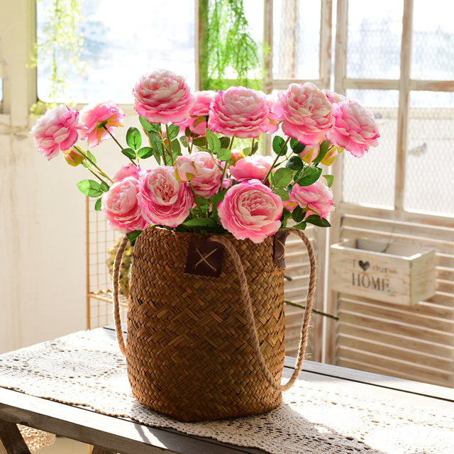 Pastoral hand-woven living room decorative flower basket