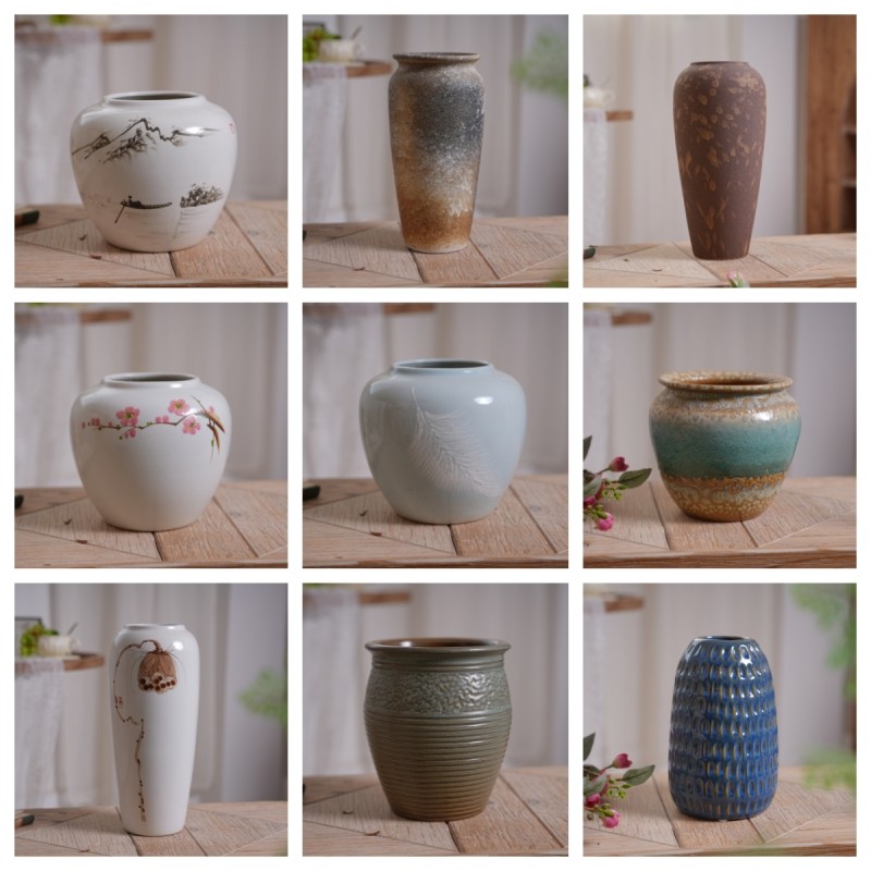 复古陶瓷花瓶摆件客厅鲜花插花陶罐轻奢装饰品新中式新年花器摆设,淘宝优惠券,粉丝福利购,淘宝优惠卷