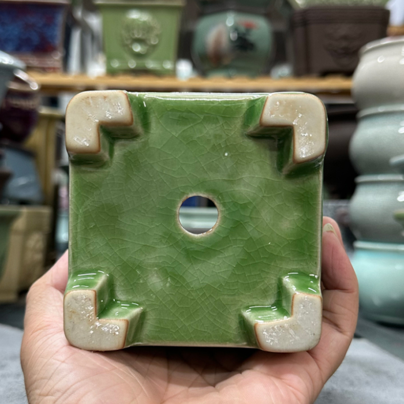 10.5*10.5*14cm陶瓷冰裂四方签筒悬崖高款飘枝兰花竹子专用花盆 - 图2