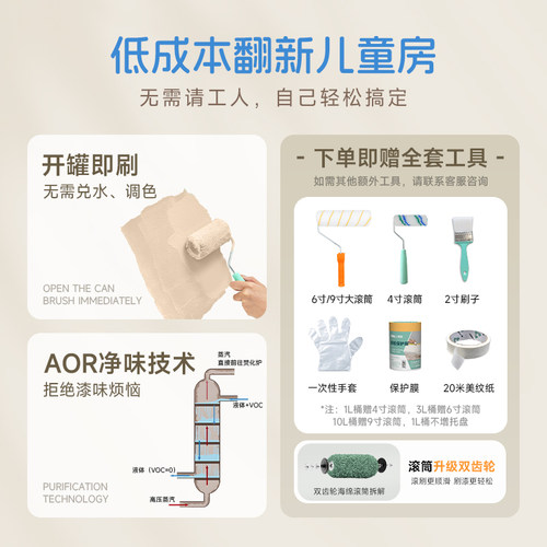 三青儿童房乳胶漆室内自刷净味翻新修复家用环保抗甲醛刷内墙涂料 - 图2
