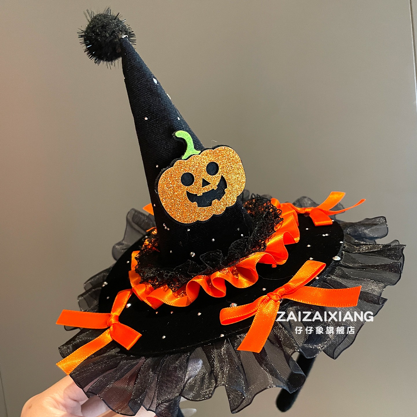 万圣节可爱搞怪头饰南瓜骷髅恶魔发箍女儿童装扮道具魔法帽子头箍 - 图0