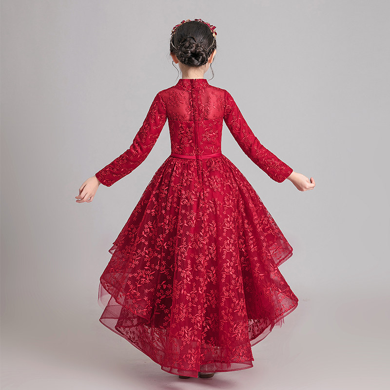 儿童晚礼服女童婚纱长袖小花童蓬蓬纱拖尾钢琴演出服走秀高贵秋冬,淘宝优惠券,粉丝福利购,淘宝优惠卷