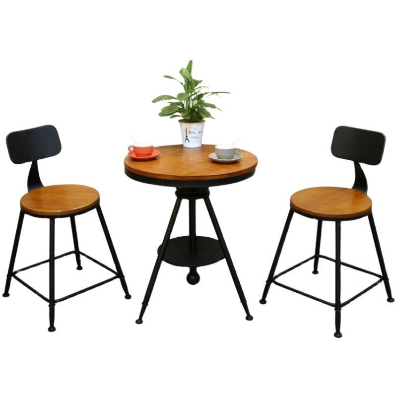 复古实木桌椅组合美食街咖啡厅酒吧餐厅阳台桌椅奶茶店小圆桌套装,淘宝优惠券,粉丝福利购,淘宝优惠卷