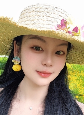 旅游度假风黄色花朵耳环耳饰耳钉耳夹耳坠2026春夏新款女饰品潮流