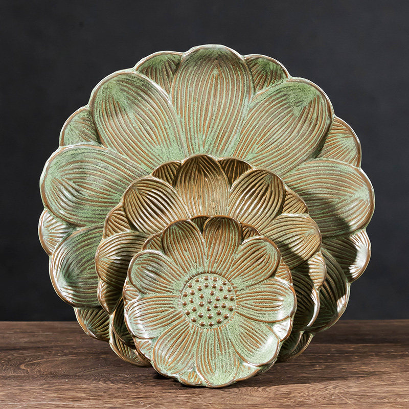 莲花陶瓷花盆托盘多肉植物接水盘大小口径底托吸水石圆形组合特价,淘宝优惠券,粉丝福利购,淘宝优惠卷