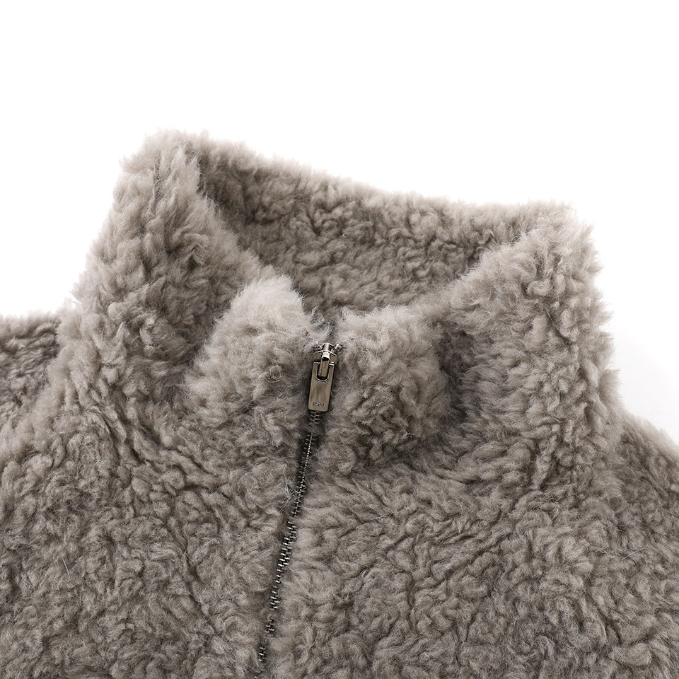 檬系！灰色皮草2025秋冬款气质小个子落肩袖保暖拉链立领休闲外套,淘宝优惠券,粉丝福利购,淘宝优惠卷