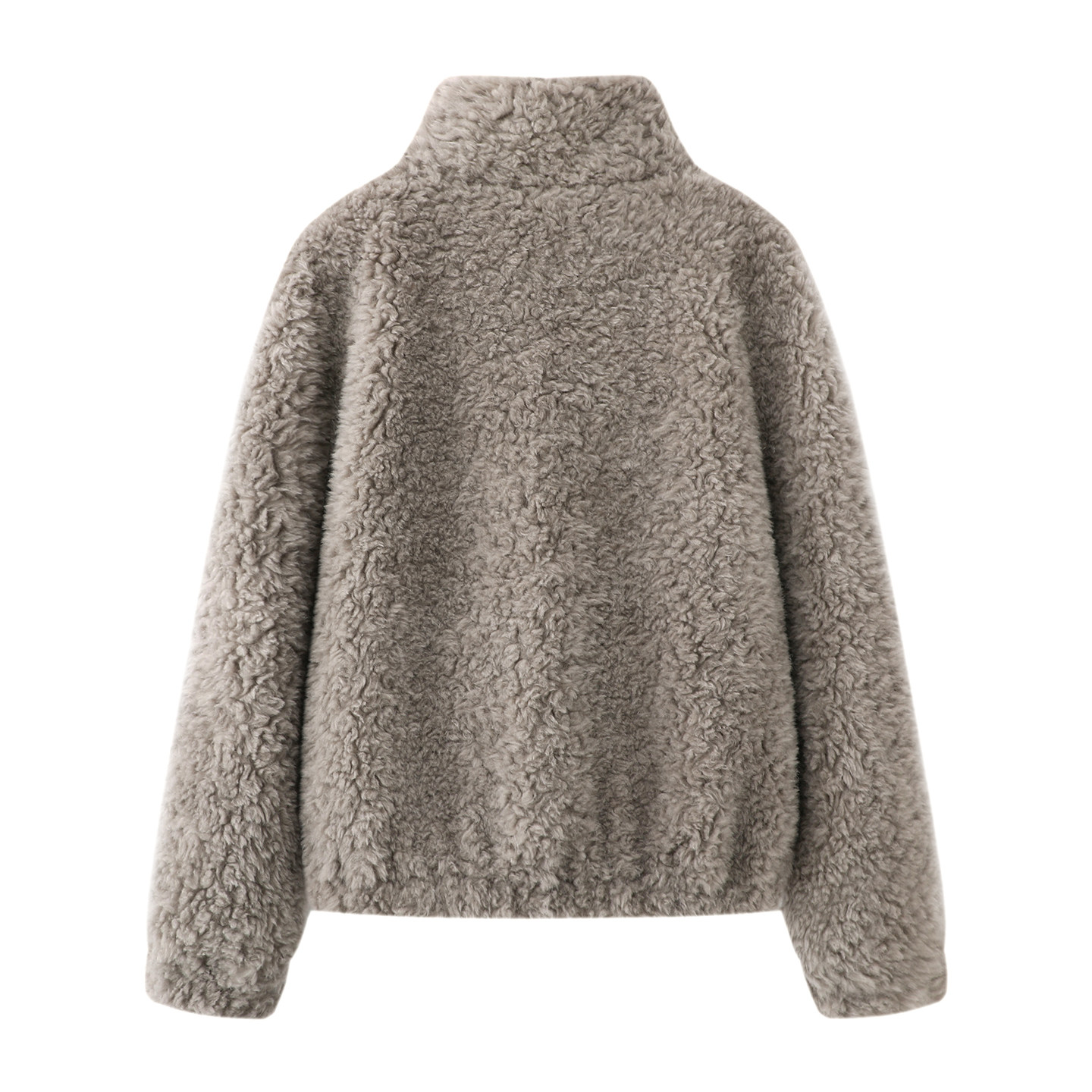 檬系！灰色皮草2025秋冬款气质小个子落肩袖保暖拉链立领休闲外套,淘宝优惠券,粉丝福利购,淘宝优惠卷