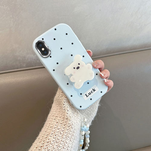 适用于苹果x手机壳xs不包镜头xsmax波点xr小狗iphonex带支架iphone8x可爱ipx10xmax蓝色防摔iponex软壳ix叉r - 图3