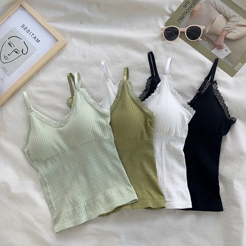 吊带背心女夏季外穿潮内搭长款无袖T恤蕾丝修身bf学生V领打底上衣 - 图2