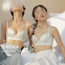 Heavy Pu adjustment type lingerie female large code anti-sagging collection of the side milk satin printed thin and large chest of large breasts