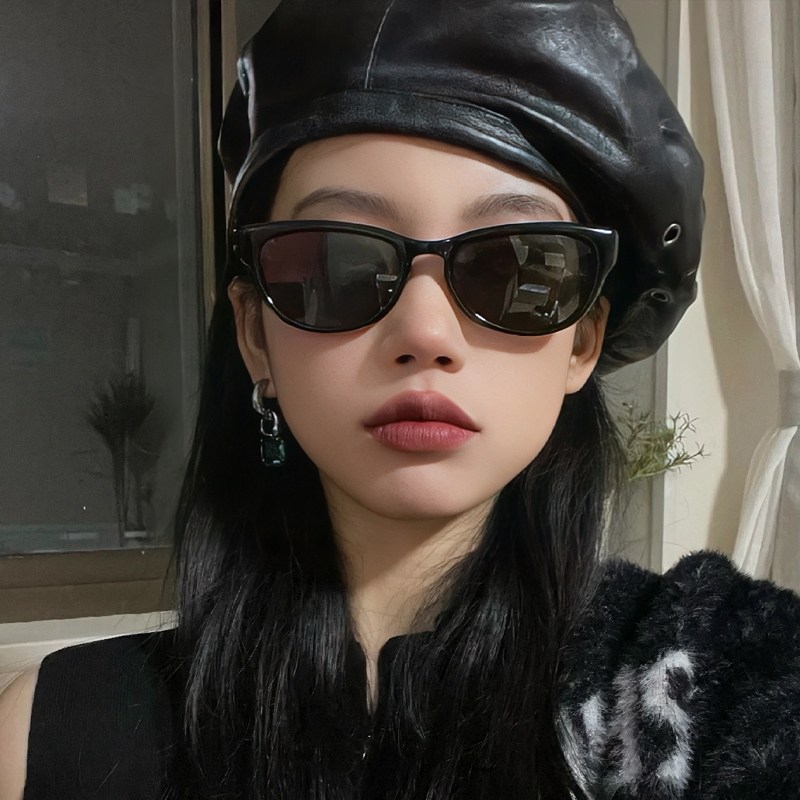 jennie同款复古猫眼gm墨镜女高级感辣妹街拍防紫外线近视太阳眼镜-图1