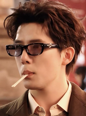 王安宇同款gm方框蓝色墨镜男款潮痞帅斯文高级感太阳眼镜2025新款