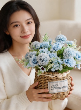 假花仿真花束摆设花艺装饰绢花摆件向日葵玫瑰花创意插花室内仿生