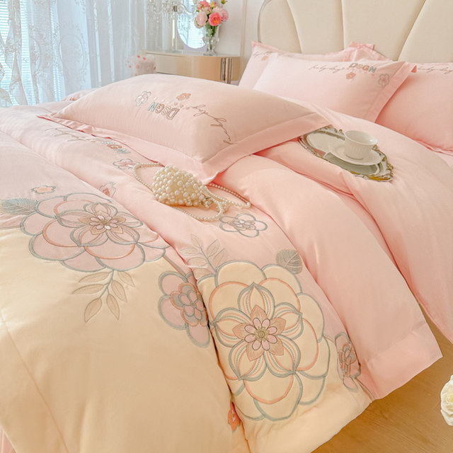 Light luxury style 180-piece cotton pure cotton embroidery four-piece set
