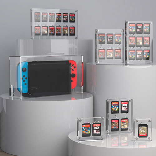 switch卡盒游戏卡收纳透明盒亚克力卡槽磁吸卡带展示盒收纳盒 - 图0