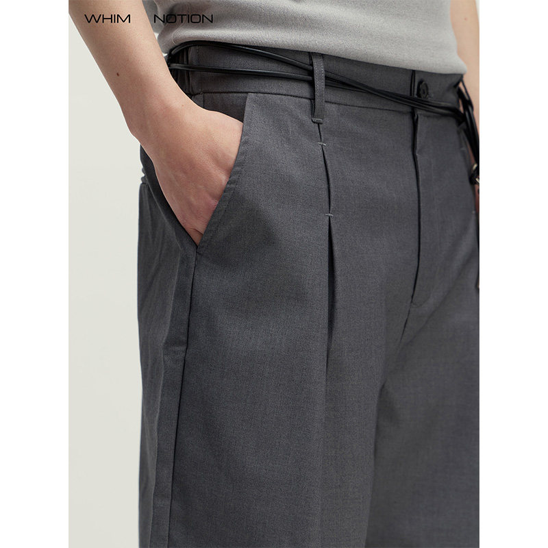 WHIMNOTION 26SS「通勤口粮」TR混纺对褶五分短西裤 抗皱易打理
