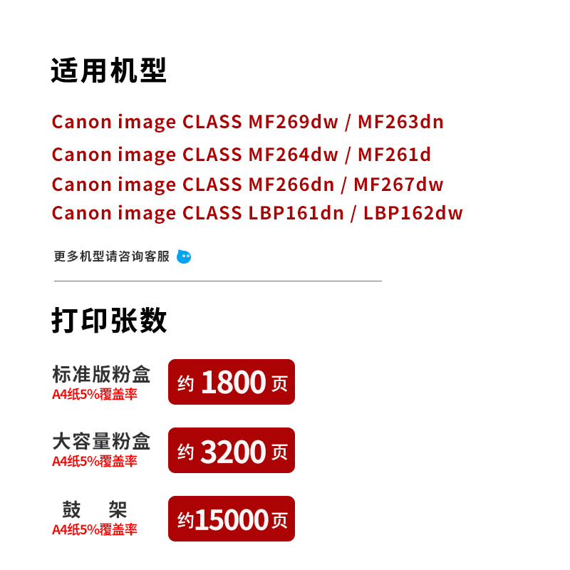 适用佳能CRG051粉盒LBP161DN 162dw硒鼓mf263dw 266dn 267dw激光打印机易加粉墨盒mf269dw MF264dw晒鼓架碳粉 - 图0