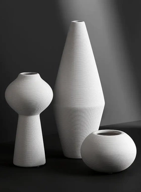 白色陶瓷花瓶摆件现代简约客厅
