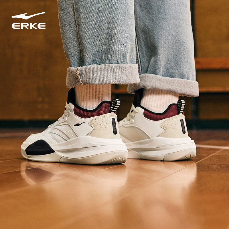 制霸2丨鸿星尔克男高帮板鞋篮球文化休闲鞋厚底增高防滑运动鞋子